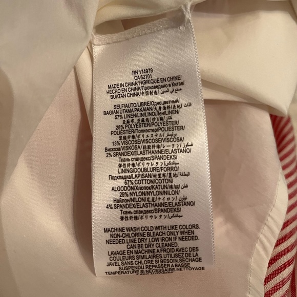 BCBGMAXAZRIA Pinstriped Asymmetric Skirt In Lipstick Red - Picture 6 of 6